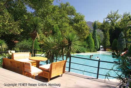 Der Pool der Plantanenh&auml;user in Camlik bei Akyaka