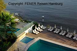 Pool des Hotel Diapolis direkt am Meer bei Akcakoca an der westlichen Schwarzmeerk&uuml;ste
